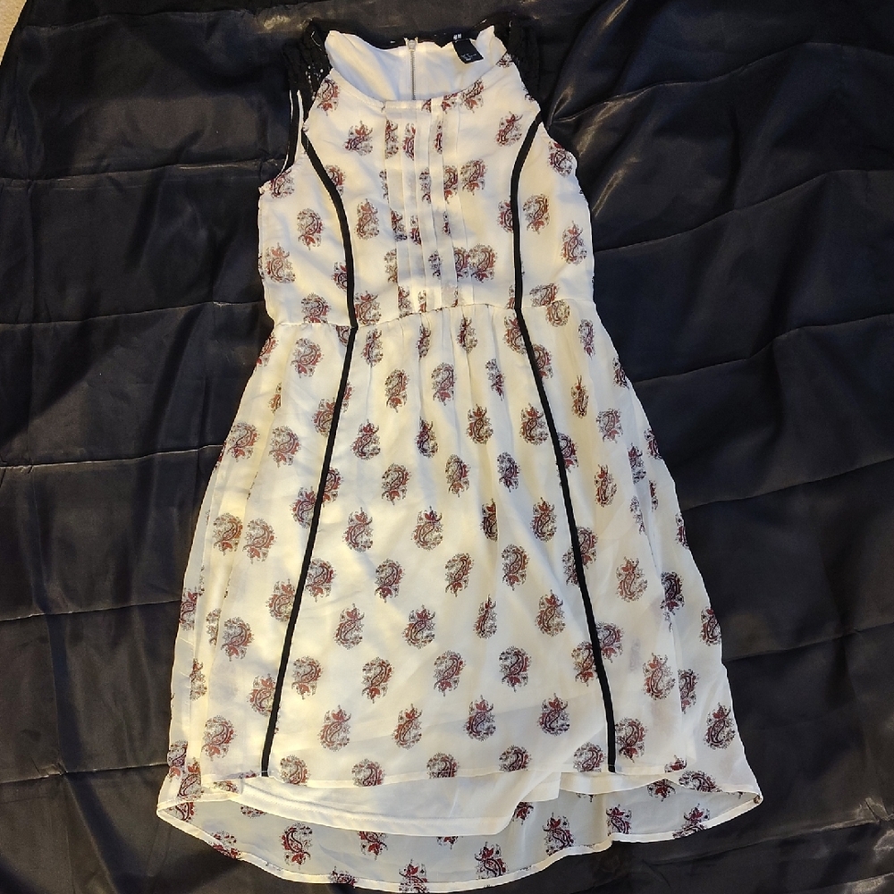 H&M White Paisley High Low Dress
